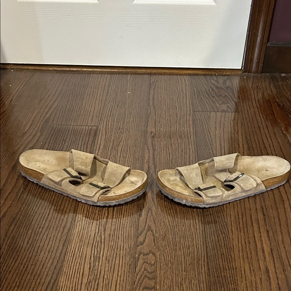 Birkenstock Men's Taupe suede Arizona suede strappy sandals shoes sz 10-10.5